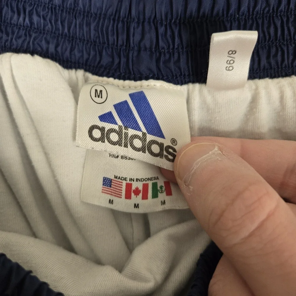 Adidas Tear Away Track Pants Mens Medium Navy Blue Snap Button Lined‎ Logo